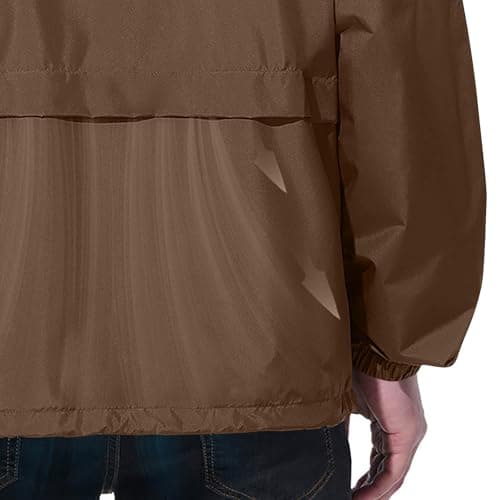 Waterproof Jacket Men Lightweight Packable Raincoat With Pockets Breathable Windproof Rain Coat Casual Softshell Hiking Cycling Outdoor Clothes Brown M — view 5