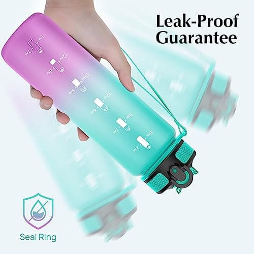 EYQ 1L Water Bottle, 1 Litre Water Bottle with Straw, 32oz Leak-Proof Motivational Sports Drinks Bottle with Time Marker, Tritan BPA-Free, Drinking Waterbottles for Gym Outdoor Sports — view 5