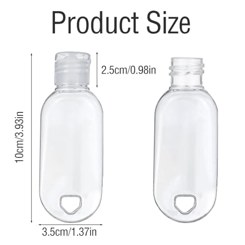 Tucnoeu Hand Sanitizer Keychain 10 Pcs Travel Bottles with Keychain,1.7oz (50ml) Portable Plastic Leakproof Squeeze Bottles Kits with Flip Cap for Home Office Outdoor — view 2