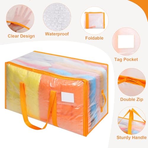Dntorx 8 Pack 105L Moving Bags Clothes Storage Bags Drom Packing Box, Orange — view 3