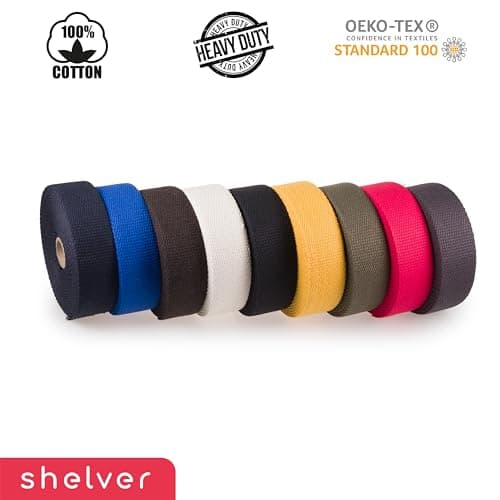 Shelver Heavy Duty Cotton Webbing Strap, 1 or 1.5 Inches and Colours, 5m (Ecru, 38mm) — view 4
