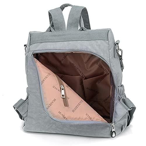 Estwell Women Backpack Ladies Rucksack Handbag Anti-theft Waterproof Nylon School Bag Travel Casual Daypack Fashion Shoulder Bag, Grey — view 4