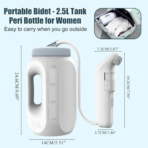 XFDZQQG Portable Bidet Electric,Travel Bidet Rechargeable,High Pressure Handheld Bidet Sprayer with 2.5L Water Tank,Peri Bottle 70-Minute Usage,Muslim Shower,Outdoor & Camping Toilet uk shatafa — view 6