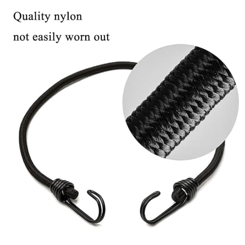 4PCS Bungee Cord With Hooks, 60cm/23.62" Heavy Duty Elastic Bungee Straps, 8mm Industrial Grade Bungee Rope Weatherproof for Outdoor Camping Gardening Hiking Securing Tarp Luggage Tent Bike — view 5
