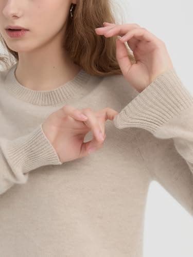 ACUSHLA Women Cashmere Merino Wool Sweaters Long Sleeve Winter Tops,Beige L — view 3