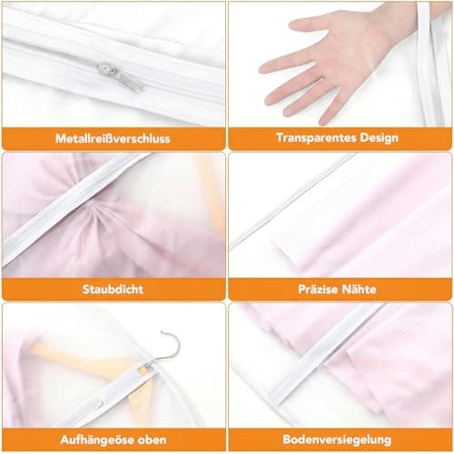 12 Pack Garment Bags, 40in PEVA Suit Bags Clothes Covers, White Edge — view 3