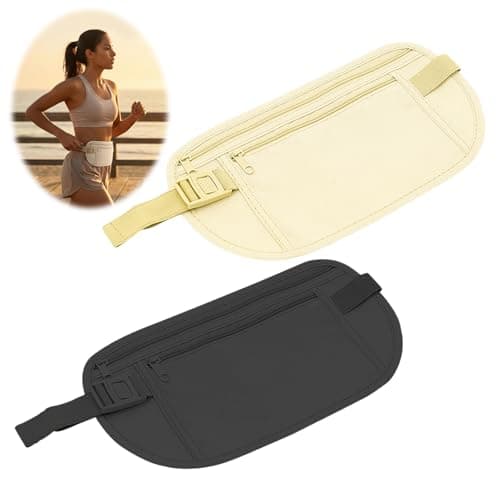 2 Pack Money Belt for Travel – Anti-Theft Money Pouch, Waterproof Passport Holder, Stealth Undercover Waist Wallet, Comfortable Elastic Bum Bag for Cash Cards Phone Dog Walking — view 2