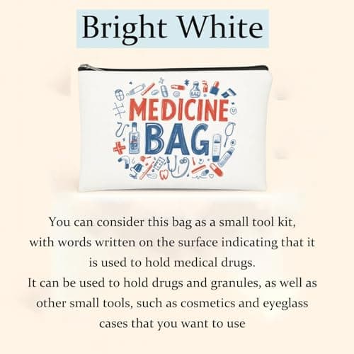 Travel Toiletry Bag, Compact White Zip Cosmetic Organiser Pouch, 1-Pack | Flat-Profile Design, Multicoloured Icon Print, Single Compartment, for Suitcases, Handbags and Bathroom Cabinets — view 3