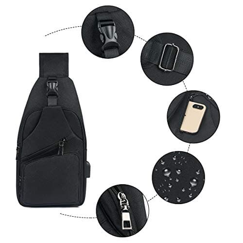 flintronic Sling Bag, Chest Bag with USB Charging Port, Men Women Lightweight Crossbody For Hiking,Cycling, Traveling (Include 1*USB Cable) — view 6