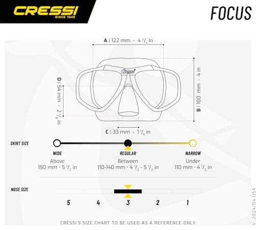 CRESSI Focus Mask Black/Spectra Silver Mirrored Lens - Unisex Adjustable Diving and Snorkeling Mask, Black/Spectra Silver Mirrored Lens, One Size — view 5