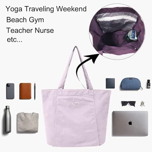 Cwokarb Women's Yoga Mat Bag Canvas Tote for, Yoga Bags and Carriers Fits All Your Stuff, Pilates, Travel Office Beach Workout, Standard Size — view 2