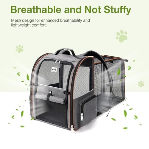 Lekesky Large Cat Carrier Backpack Expandable - Pet Carrier Backpack for Small Dogs Medium Cats Fit Up to 25 Lbs, Grey, L — view 3