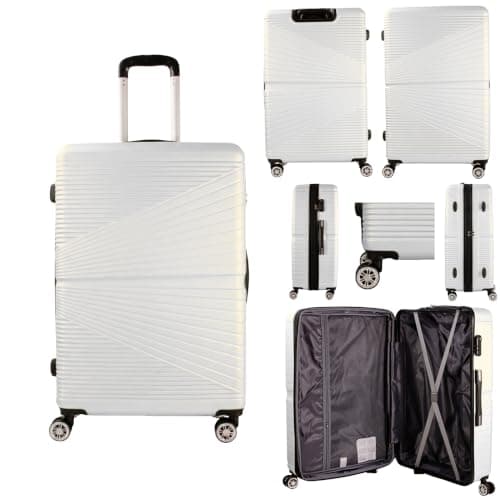Set of 3 Pcs Luggage Hard Shell Suitcase, White — view 3