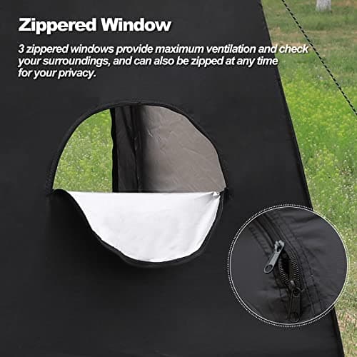 CLIPOP Portable Privacy Shower Toilet Tent Waterproof Anti-UV Pop Up Changing Dressing Tent for Beach Fishing Hiking Bathing,Outdoor Camping,with a Carrying Bag (150×150×190 cm, Black) — view 4