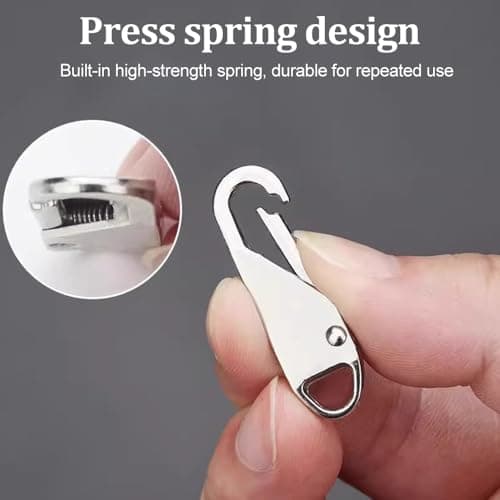 Zipper Pull Replacement Metal Zipper Handle Mend Fixer Tab Repair for Luggage, Backpacks, Suitcases, Jackets, Purses, Handbags - 12 PCS (Black Silver) — view 3