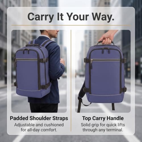 RYANAIR Cabin Bags 40x20x25 - Underseat Travel Backpack Hand Luggage | Navy — view 5