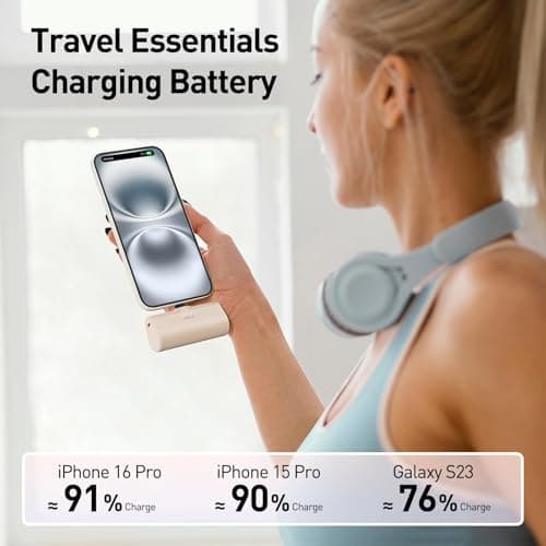 iWALK Mini Portable Charger 4500mAh,USB-C 20W Power Bank with Fast Charging for iPhone 17 Pro Max/16 Pro/16/15,Samsung Galaxy S24 S23 Series,LG,HONOR,Xiaomi,iPad,AirPods and More,LightBrown — view 5