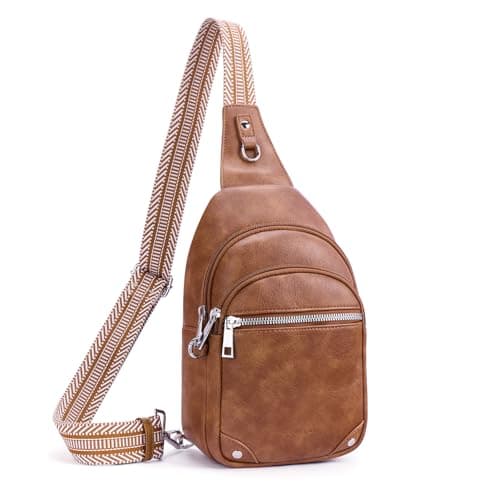 Lexiyat Anti Theft Crossbody Bags for Women Travel Chest Sling Bag Leather Handbags Fanny Pack Brown