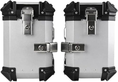 38L Motorcycle Aluminum Side Box, 1 Pair Silver Universal Panniers, Quick Release Waterproof Shockproof Saddle Side Storage Luggage for Motorcycle with Rear Luggage Rack