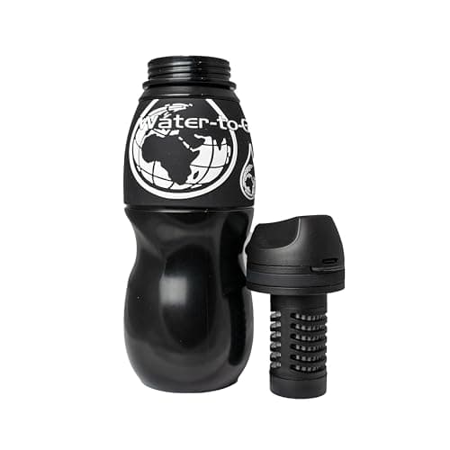 WATER TO GO Classic 750ml Water Purifier Bottle & Replacement Twin Pack Filter Discount Bundle-protects against viruses, bacteria, protozoa, cysts,& microplastics; Guaranteed Leakproof - (Black) — view 4