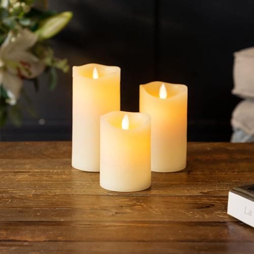 CHRISTOW Flameless LED Candles, Real Wax, Set of 3, Cream — view 2