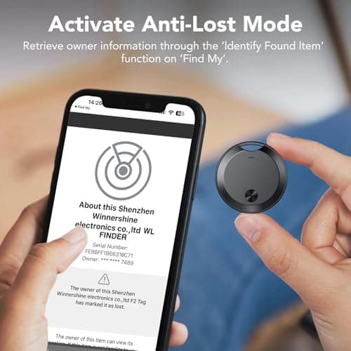Tracker Tags Bluetooth Item Finder-4Pack，Compatible with Apple Find My APP (iOS Only) Replaceable Battery, IP67 Waterproof, Suitable for Luggage, Bags, Wallets, Backpacks, Keys Tracking Tag, Black — view 6