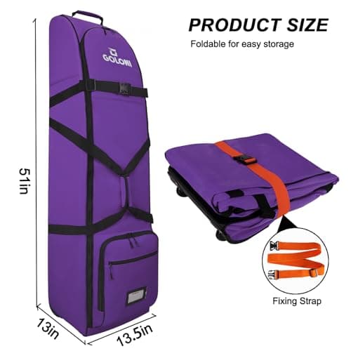 Goloni Golf Travel Bag with Wheels for Airlines, Heavy Duty Golf Club Travel Case, Water Resistant Golf Bag Cover for Air Travel, Portable Foldable Golf Luggage for Men Women — view 2