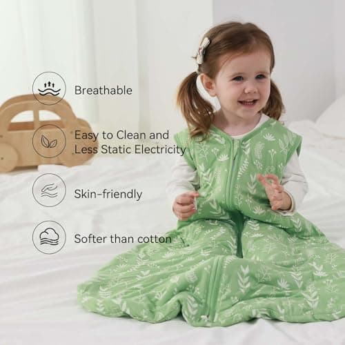 ToyaTec Baby Sleeping Bag 1.0 Tog 2 Pack,Super soft Rayon Made from Bamboo,Baby's Bamboo fiber Pure Organic Sleeping Sack Spring Summer Autumn(Green,S) — view 6