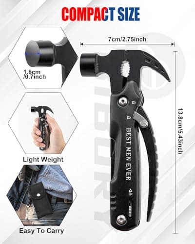 BIBURY Gifts for Men, Mini Hammer Multitools, Best Men Ever Engraving — view 2