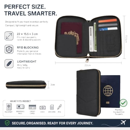 Passport Holder Travel Wallet, Multi Functiona Blocking Passport Wallet — view 2
