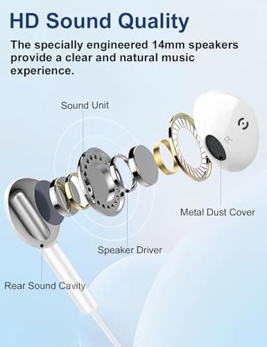 MAS CARNEY Wired Earphones In-Ear Headphones with Mic for School, iPod Nano — view 2