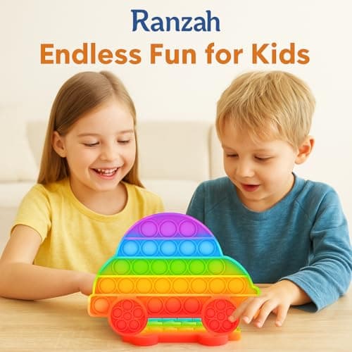 Ranzah Pop Fidget Toy Car Push Pop Bubble Sensory Kids And Adults Travel Poppet Toy Squishy Toy For Gifts & Parties ADHD Stress & Anxiety Relief Toy Squeeze Multicolour Toddler Toy (Car) — view 2