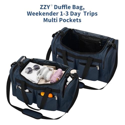 ZZY Men's 40L Gym Bag Sports Duffle with Lockable Zipper, 20-Inch Holdall for Fitness, Workout, Travel, Weekend Overnight Bag (Navy Blue) — view 2