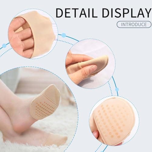 Livzikaroa 4 Pairs Toe Protectors for Shoes Half Sock Toe Covers Forefoot Cushion Socks in 2 Colours for Heels Flats Slip Ons and Everyday Footwear — view 4