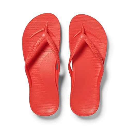 ARCHIES Arch Support Flip Flops for Men & Women – Orthotic Sandals for Plantar Fasciitis Relief – Lightweight, Cushioning, Shock-Absorbing Sandals for Walking, Foot Pain - Coral (UK 8)