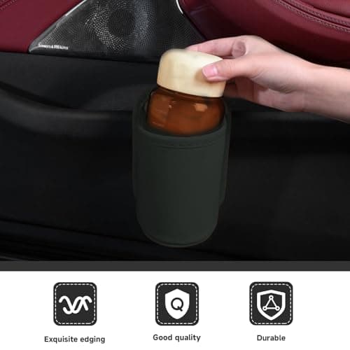 Auroriel 2 Pieces Car Cup Holder, Back Seat Clip, Large Cup and Bottle Holder, Multifunctional Door Pocket, Storage Organizer, Brown PU Leather — view 5