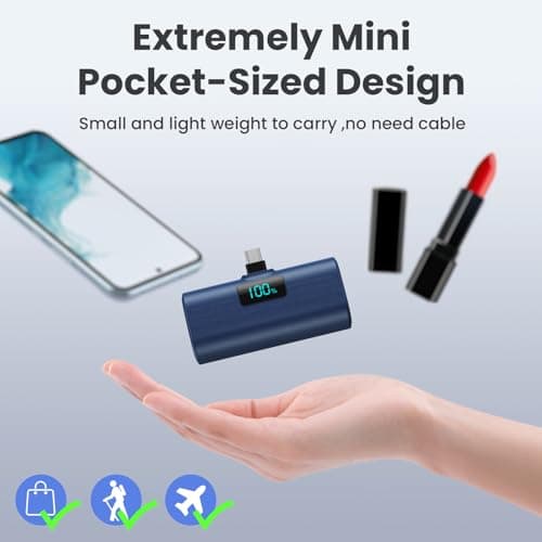 Power Bank Portable Charger for iPhone, Upgraded 5200mAh PD USB C Fast Charging Battery Pack, Ultra-Compact Powerbank Compatible with iPhone 17/16/15 Series, Samsung S25/24 Series, Huawei etc-Blue — view 3