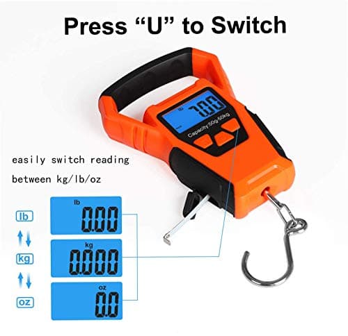 aokuy Waterproof Fishing Scale with Ruler, Luggage Scale, Weight Hanging Hook Scale,110lb/50KG-Backlit LCD Display.Waterprof bag and 2 AAA Batteries Included — view 2