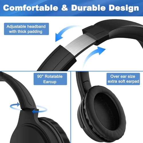 TV Headphones with 19.5FT Extra Long Cord, Volume Control & 3.5mm Jack — view 6