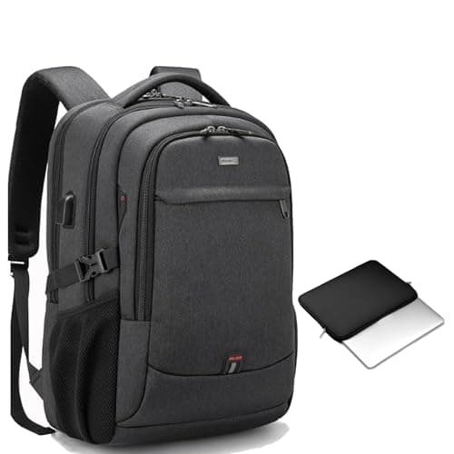 DUSLANG 17 Inch Laptop Backpack for Travel Water Resistant College Bookbag for Men/Women Laptop Bag with USB Charging Port and Tablet Sleeve Bag Compatible Protective Case, Black