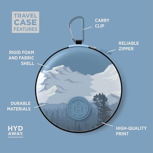 HYDAWAY Travel Case for Collapsible Bottles, Bowls & Cups - Protective Storage with Carabiner Clip - Durable, Water-Resistant, TSA-Friendly (Shasta) — view 5