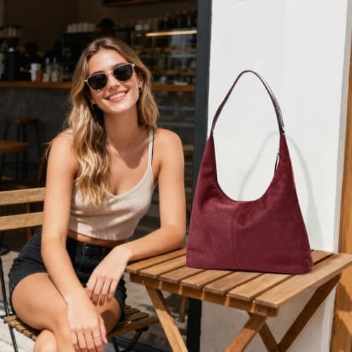 WantGor Large Tote Bag for Women, Suede Shoulder Purses — view 2