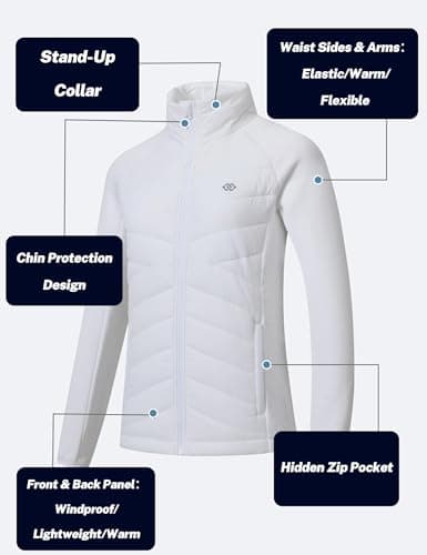 MoFiz Womens Jackets Lightweight Quilted Hybrid Puffer Jackets White US L — view 5