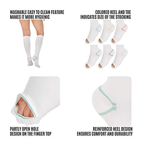 invera Anti Embolism Compression Stockings, Knee High Unisex Ted Hose Socks 15-20 mmHg Moderate Level, White, XL (1 Pair) — view 6