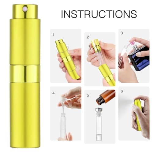 Toureal 8ml Empty Refillable Bag Spray, Perfume Atomizer, Refill Spray Perfume Bottle, Travel Sprayer (Yellow) — view 5