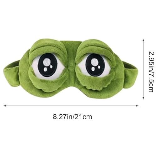 Cute Frog Sleep Mask, Soft Plush Eye Mask for Sleeping, Travel and Naps, Lightweight Novelty Blindfold with Elastic Strap, Green Frog Eye Cover for Home, Flights and Relaxing, 21 x 7.5 cm — view 3