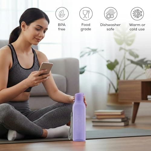 Bulk Water Bottles Set of 8 –17oz Multicolor Sports Bottles for Kids and Adults – Leak Proof Water Bottles with Carry Strap – Square Reusable Bottles for Juice, Drinks – BPA-Free Dishwasher-Safe — view 2