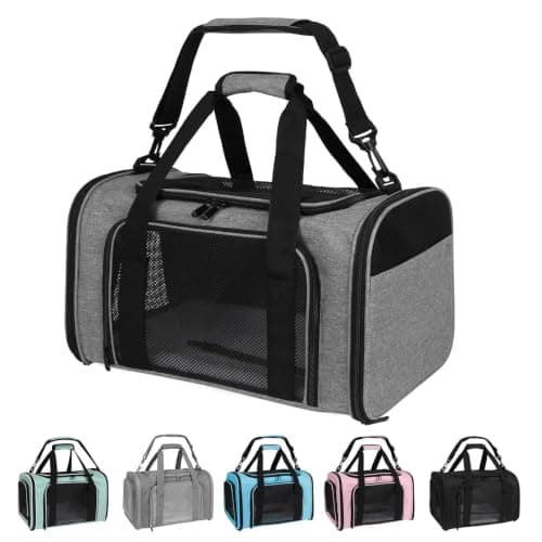 Yipincover Carriers Soft-Sided Pet Carrier for Medium Large Cats Dogs 15lbs 20lbs,Ventilated Design,Portable Carry Handle,Collapsible Carrier for Kitten Puppy(X-Large,Grey&Black)
