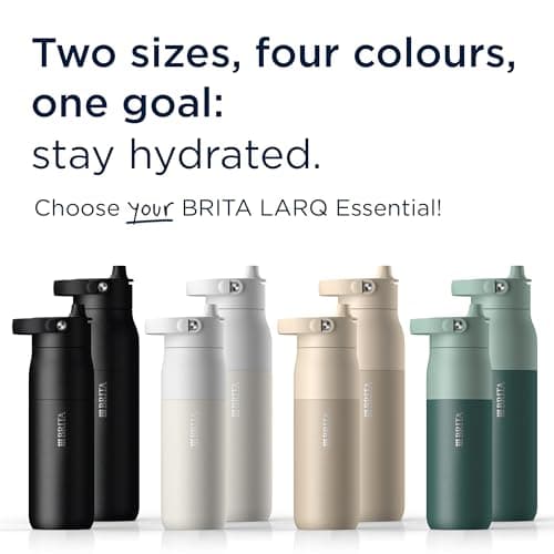 BRITA LARQ Essential Drinking Bottle with Straw Beige (1000ml) Stainless Steel Water Bottle, Double-Walled Insulation (24h Cold), with Detachable Soft-Touch Handle, Dishwasher Safe — view 6