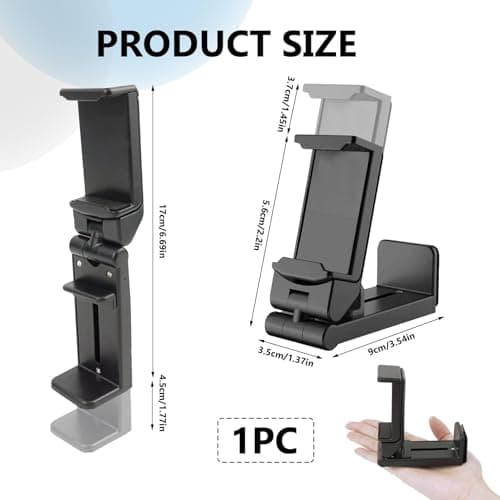 Airplane in Flight Phone Holder with 360° Rotating Clamp Universal Adjustable Desk Mount for Travel Home and Office,Phone Clip Compatible with iPhone and Android Devices Foldable Portable, Hand Free — view 2